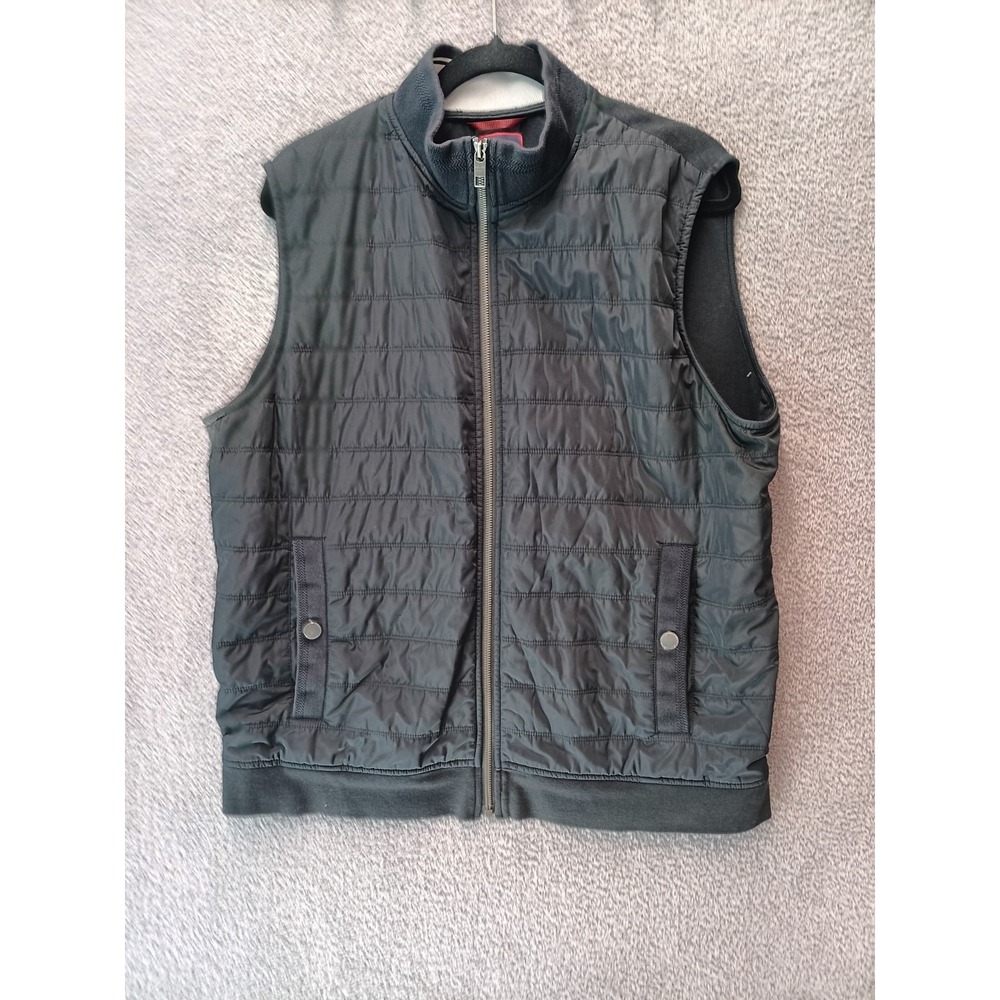 Untuckit Rebulo Vest Mens Large Black Quilted Zip Front Sleeveless Lined